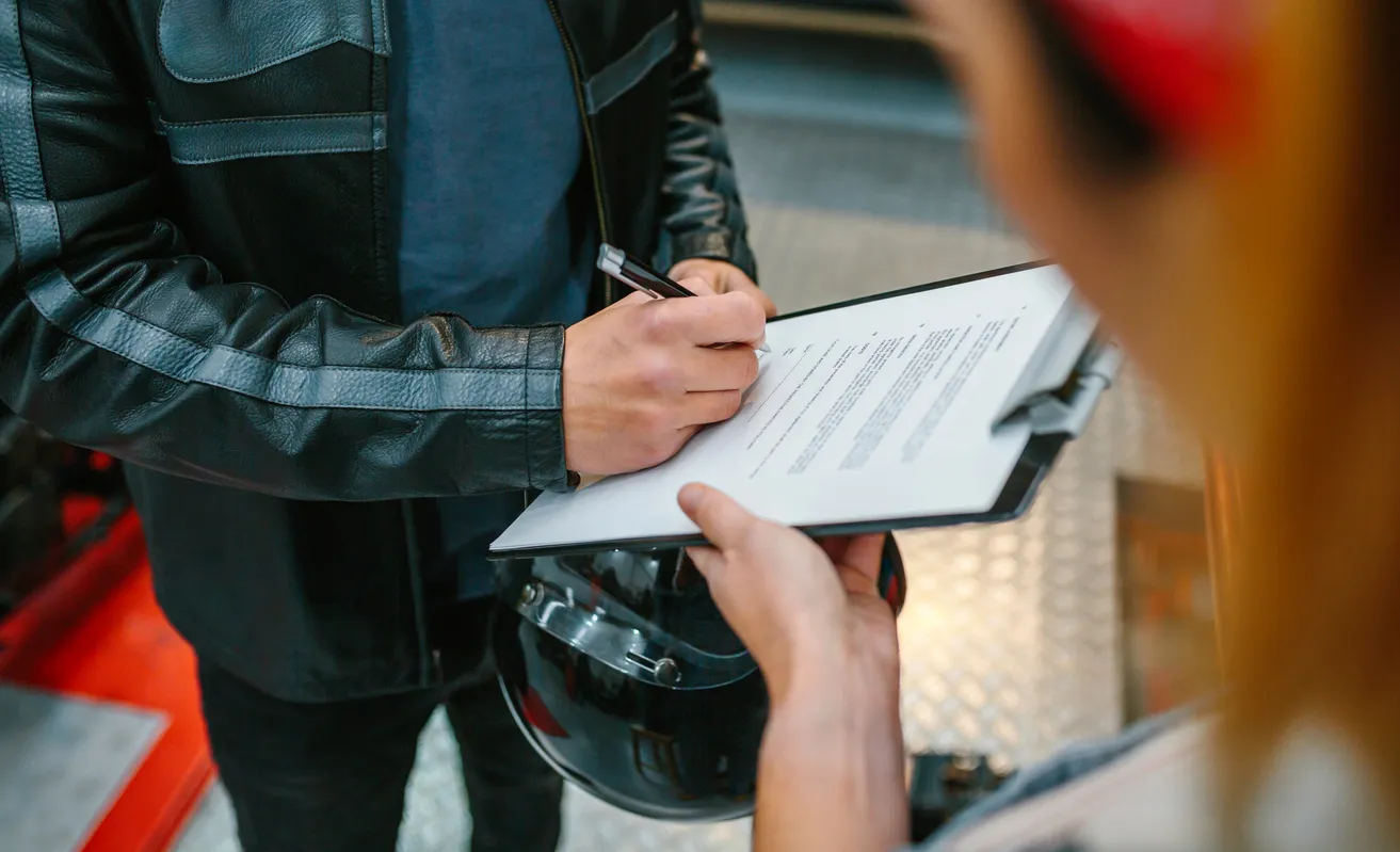 Paperwork selling motorbike