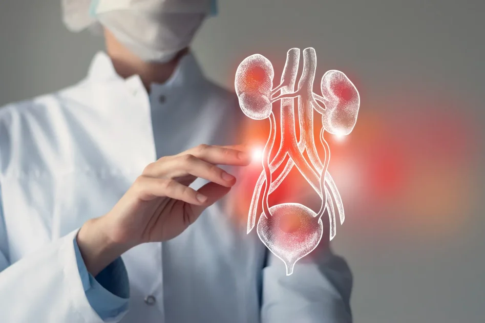 Doctor with illustration of prostate